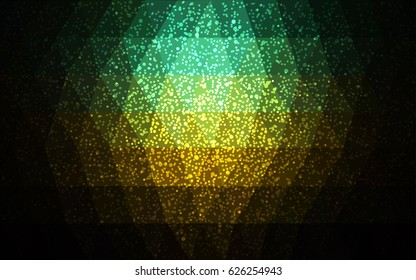 Dark Blue, Green vector christmas postcard low polygon background. Illustration consisting of triangles. Abstract triangular polygonal origami or crystal design of New Year celebration.