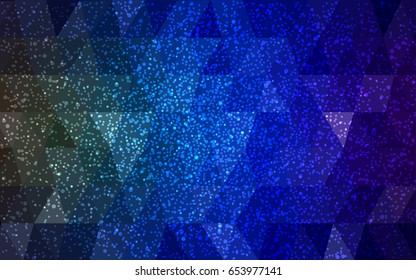 Dark Blue, Green vector christmas postcard low polygon background. Illustration consisting of triangles. Abstract triangular polygonal origami or crystal design of New Year celebration.