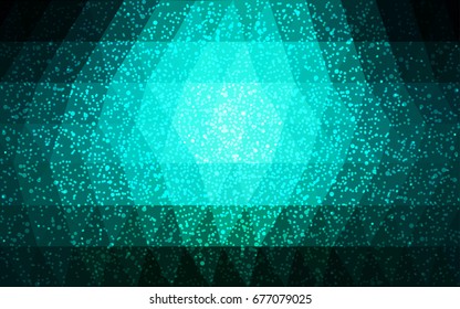 Dark Blue, Green vector christmas postcard low polygon background. Illustration consisting of triangles. Abstract triangular polygonal origami or crystal design of New Year celebration.
