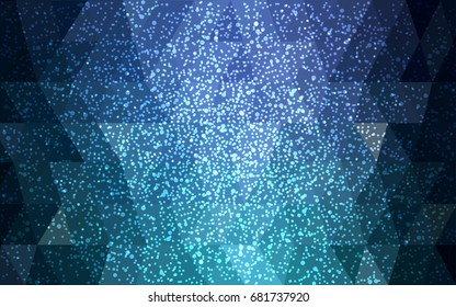 Dark Blue, Green vector christmas polygon background. Low poly Illustration consisting of triangles with snowflakes. Texture background of New Year celebration.
