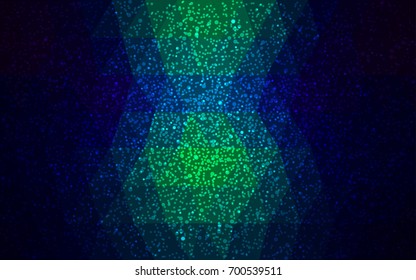 Dark Blue, Green vector christmas polygon background. Low poly Illustration consisting of triangles with snowflakes. Texture background of New Year celebration.