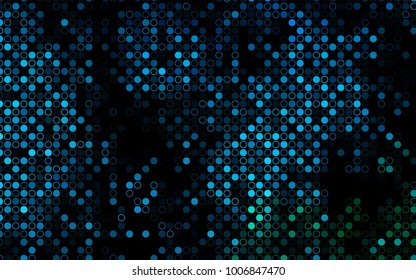 Dark Blue, Green vector  cover with spots. Blurred decorative design in abstract style with bubbles. Pattern can be used as texture of water, rain drops.
