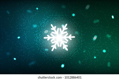 Dark Blue, Green vector cover with beautiful snowflakes. Modern geometrical abstract illustration with crystals of ice. The pattern can be used for new year ad, booklets.