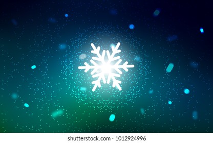 Dark Blue, Green vector cover with beautiful snowflakes. Modern geometrical abstract illustration with crystals of ice. The template can be used as a new year background.