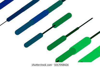 Dark Blue, Green vector cover with rounded stripes. Blurred decorative design in simple style with lines. The template can be used as a background.
