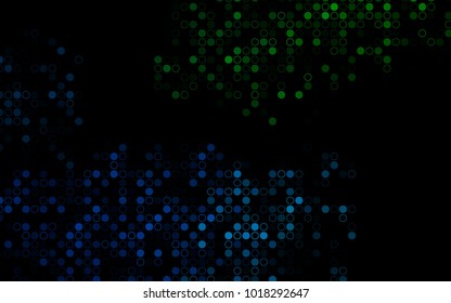 Dark Blue, Green vector  cover with spots. Blurred decorative design in abstract style with bubbles. The pattern can be used for ads, leaflets of liquid.