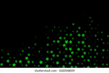 Dark Blue, Green vector cover with small and big stars. Blurred decorative design in simple style with stars. The pattern can be used for wrapping gifts.