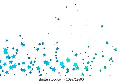 Dark Blue, Green vector cover with small and big stars. Decorative shining illustration with stars on abstract template. Smart design for your business advert.