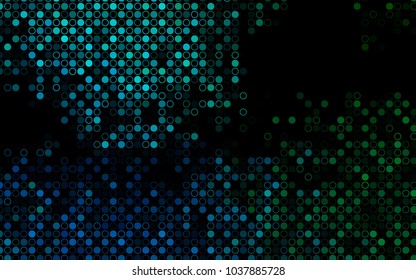 Dark Blue, Green vector  cover with spots. Blurred bubbles on abstract background with colorful gradient. Completely new template for your brand book.