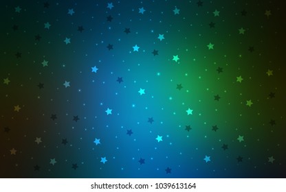 Dark Blue, Green vector cover with small and big stars. Modern geometrical abstract illustration with stars. Best design for your ad, poster, banner.