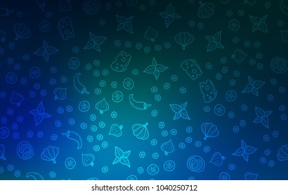 Dark Blue, Green vector cover with cuisine gourmet. Fast Food on blurred abstract background with colorful gradient. Design for ad, poster, banner of cafes or restaurants.