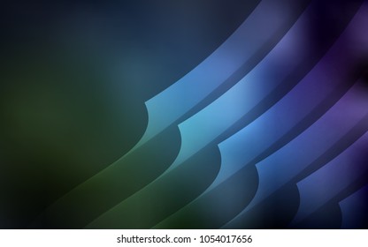 Dark Blue, Green vector cover with stright stripes. Lines on blurred abstract background with gradient. Template for your beautiful backgrounds.