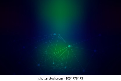 Dark Blue, Green vector cover with spots, lines. Decorative design in abstract style with triangle structure. Completely new template for your brand book.
