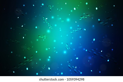 Dark Blue, Green vector cover with happy holiday ribbons. Confetti on blurred abstract background with colorful gradient. New design for ad, poster, banner of your Party.