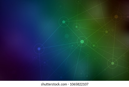 Dark Blue, Green vector cover with spots, lines. Colorful illustration with circles and lines in futuristic style. Beautiful design for your business advert.