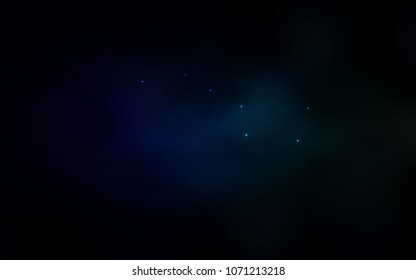 Dark Blue, Green vector cover with astronomical stars. Space stars on blurred abstract background with gradient. Smart design for your business advert.