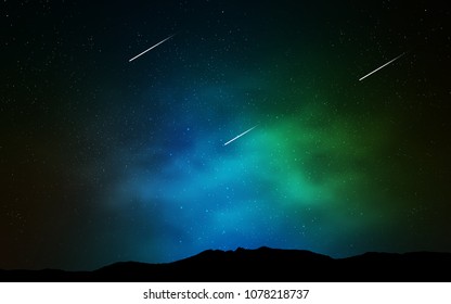 Dark Blue, Green vector cover with astronomical stars. Shining colored illustration with bright astronomical stars. Best design for your ad, poster, banner.