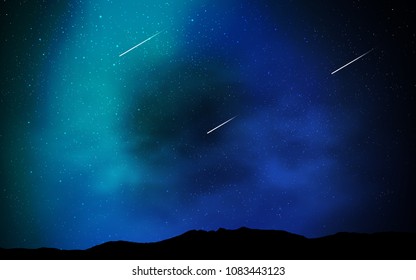 Dark Blue, Green vector cover with astronomical stars. Space stars on blurred abstract background with gradient. Template for cosmic backgrounds.