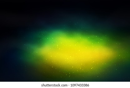 Dark Blue, Green vector cover with astronomical stars. Blurred decorative design in simple style with galaxy stars. Template for cosmic backgrounds.