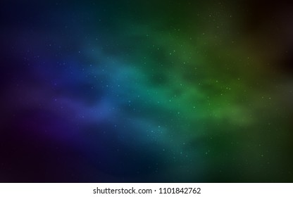 Dark Blue, Green vector cover with astronomical stars. Shining colored illustration with bright astronomical stars. Best design for your ad, poster, banner.