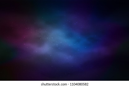 Dark Blue, Green vector cover with astronomical stars. Space stars on blurred abstract background with gradient. Best design for your ad, poster, banner.