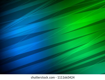 Dark Blue, Green vector cover with long lines. Decorative shining illustration with lines on abstract template. The pattern can be used for websites.