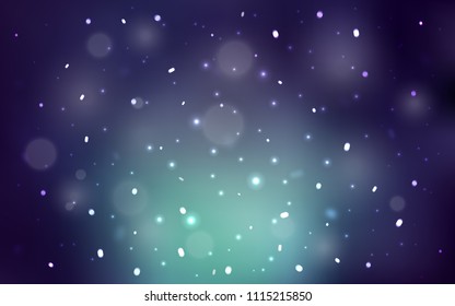 Dark Blue, Green vector cover with beautiful snowflakes. Decorative shining illustration with snow on abstract template. The pattern can be used for new year leaflets.