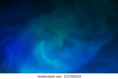 Dark Blue, Green vector cover with astronomical stars. Glitter abstract illustration with colorful cosmic stars. Best design for your ad, poster, banner.