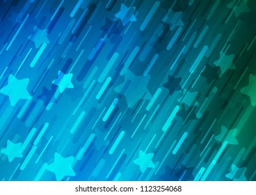 Dark Blue, Green vector cover with long lines. Decorative shining illustration with lines on abstract template. Best design for your ad, poster, banner.