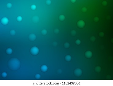 Dark Blue, Green vector cover with spots. Modern abstract illustration with colorful water drops. Pattern can be used as texture of water, rain drops.