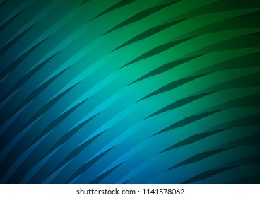 Dark Blue, Green vector cover with long lines. Lines on blurred abstract background with gradient. Smart design for your business advert.