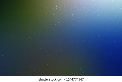 Dark Blue, Green vector cover with astronomical stars. Space stars on blurred abstract background with gradient. Pattern for futuristic ad, booklets.
