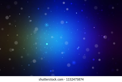 Dark Blue, Green vector cover with beautiful snowflakes. Glitter abstract illustration with crystals of ice. The pattern can be used for new year leaflets.