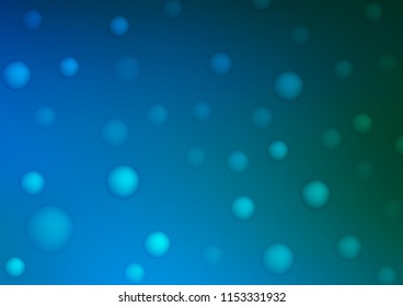 Dark Blue, Green vector cover with spots. Glitter abstract illustration with blurred drops of rain. Pattern can be used as texture of water, rain drops.
