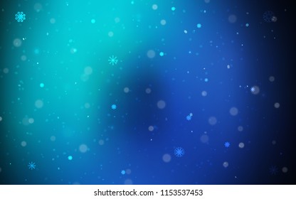 Dark Blue, Green vector cover with beautiful snowflakes. Shining colored illustration with snow in christmas style. The template can be used as a new year background.