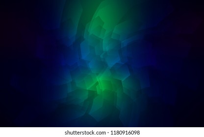 Dark Blue, Green vector cover with set of hexagons. Glitter abstract illustration in hexagonal style. Pattern can be used for landing pages.