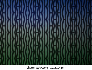 Dark Blue, Green vector cover with long lines. Decorative shining illustration with lines on abstract template. Best design for your ad, poster, banner.