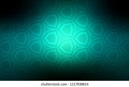 Dark Blue, Green vector cover with set of hexagons. Glitter abstract illustration in hexagonal style. Design for website posters, banners.