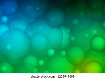 Dark Blue, Green vector cover with spots. Abstract illustration with colored bubbles in nature style. Pattern can be used as texture of water, rain drops.