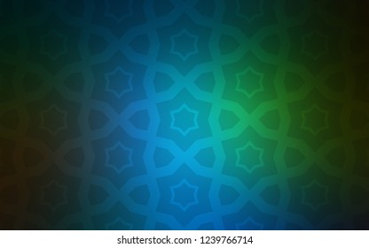 Dark Blue, Green vector cover with small and big stars. Stars on blurred abstract background with gradient. Pattern for wrapping gifts.