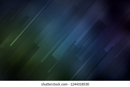 Dark Blue, Green vector cover with stright stripes. Shining colored illustration with sharp stripes. Pattern for ads, posters, banners.