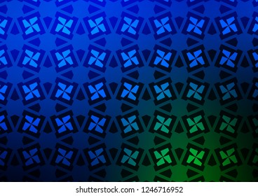 Dark Blue, Green vector cover in triangles, cubes. Illustration with colorful triangles, rectangles. Smart design for your business advert.