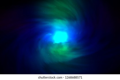 Dark Blue, Green vector cover with astronomical stars. Glitter abstract illustration with colorful cosmic stars. Pattern for astronomy websites.
