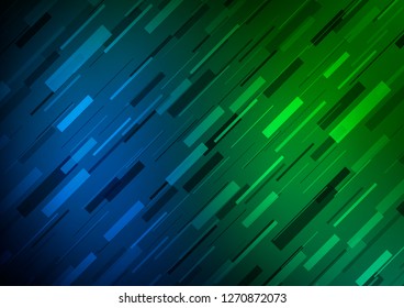 Dark Blue, Green vector cover with long lines. Glitter abstract illustration with colored sticks. Smart design for your business advert.