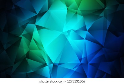 Dark Blue, Green vector cover in polygonal style. Glitter abstract illustration with triangular shapes. The template can be used as a background.