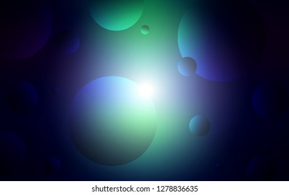 Dark Blue, Green vector cover with spots. Glitter abstract illustration with blurred drops of rain. Completely new template for your brand book.