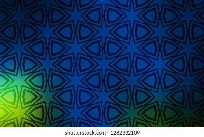 Dark Blue, Green vector cover with small and big stars. Shining colored illustration with stars. Smart design for your business advert.