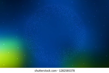 Dark Blue, Green vector cover with astronomical stars. Shining colored illustration with bright astronomical stars. Pattern for astrology websites.
