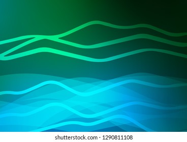 Dark Blue, Green vector cover with long lines. Lines on blurred abstract background with gradient. Smart design for your business advert.