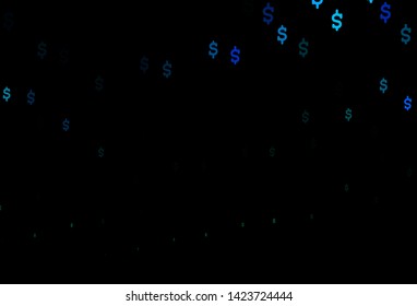 Dark Blue, Green vector cover with Dollar signs. Modern abstract illustration with symbols of money. Best design for your ad, poster, banner of money.
